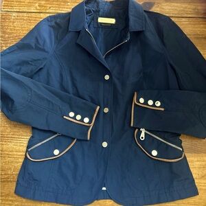 Navy Blazer with Tan Trim